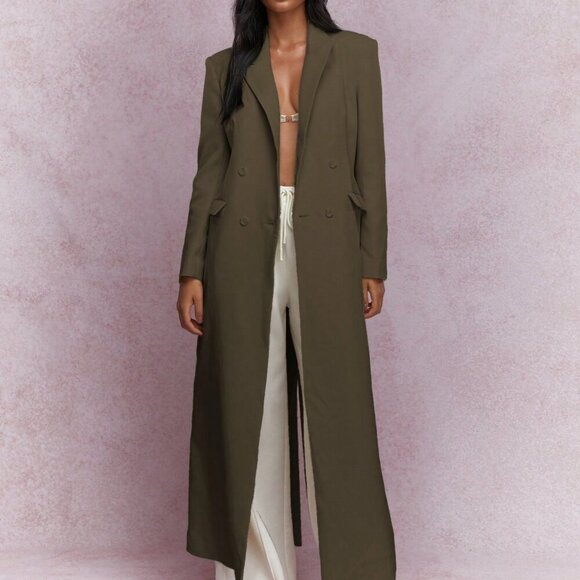 Grey Elegant Women's Full Length Blazer - Picture 1 of 4